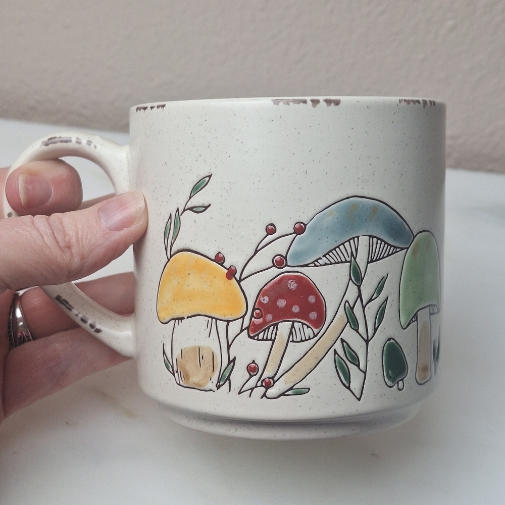 Spectrum Designz Morel Valley Mushroom Mug 18oz Spring Mushrooms Embossed